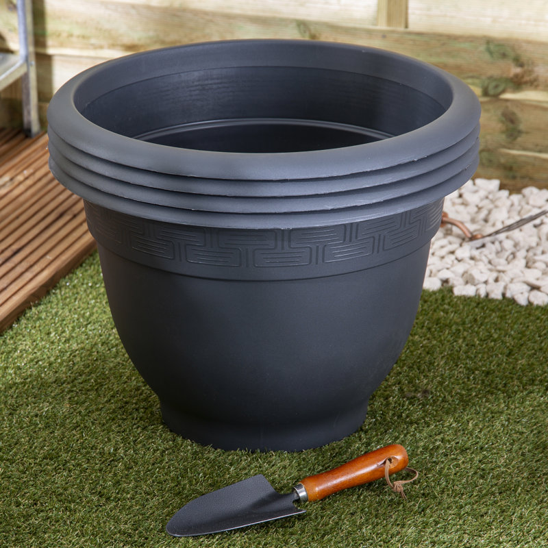 Wham Bell Pot 48cm Round Planter Pack of 4 Slate, Slate