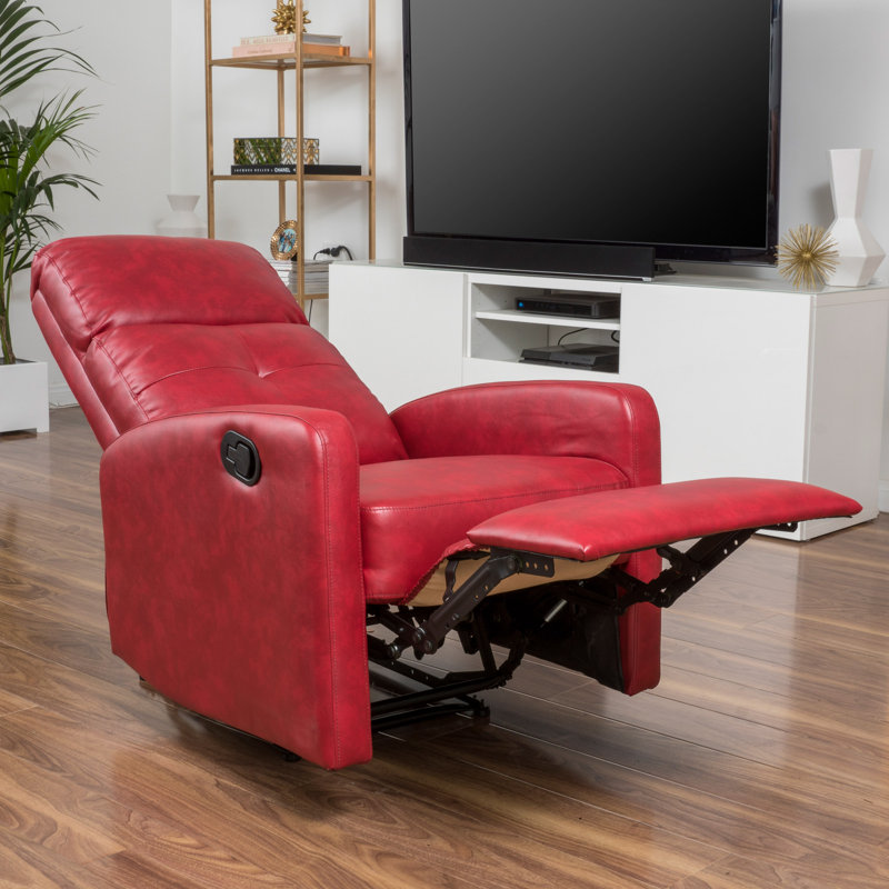 Suai Faux Leather Recliner,  Red Faux Leather