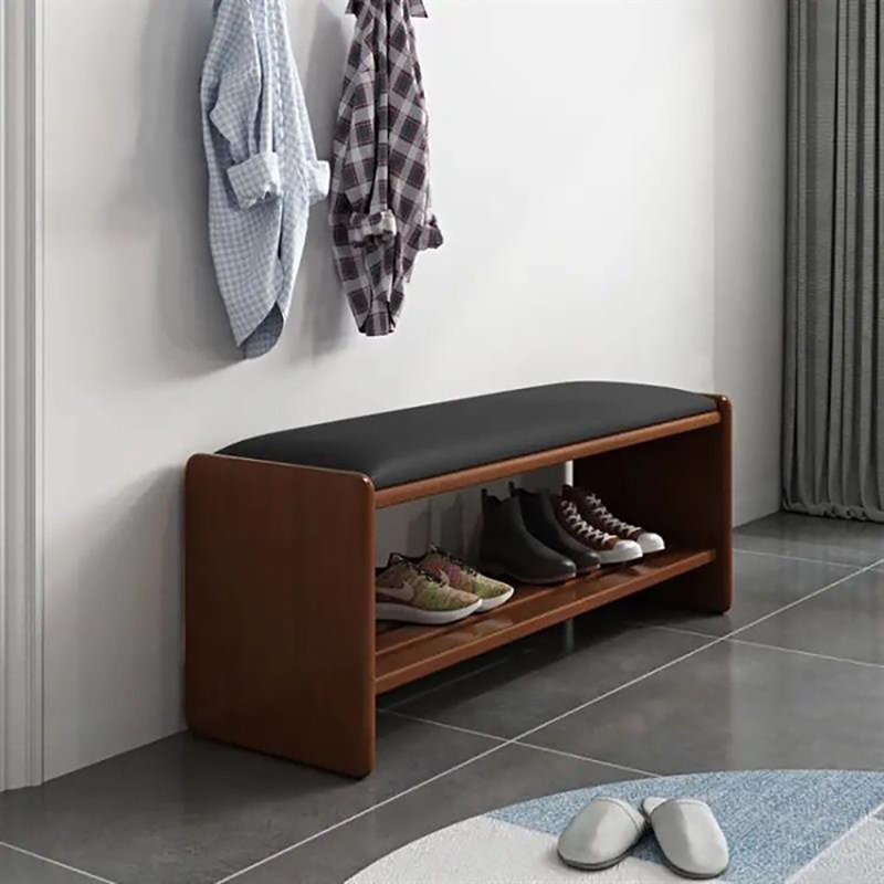 Banc de rangement pour tabouret 35,4 po, Noir / noyer foncé