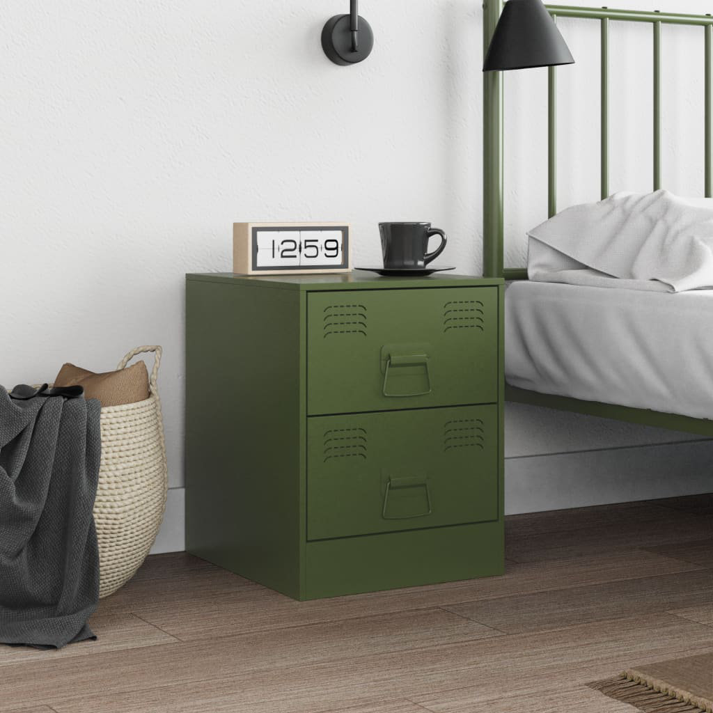 Vidaxl Bedside Cabinet 34.5X39x44 Cm Steel