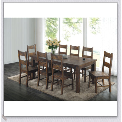 Ensemble de table de salle à manger 5 pièces Mina Rustic Golden Brown avec grain de bois naturel et fabrication durable pour des rassemblements confortables