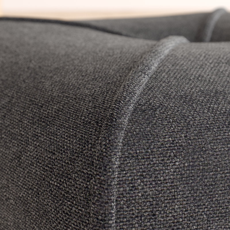 Cassella Upholstered Ottoman, Dark Charcoal Polyester Blend