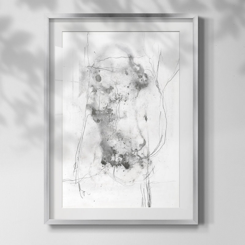 «Shimmering Neutral II», art mural mat et encadré sous verre acrylique, Papier avec cadre argenté, Blanc