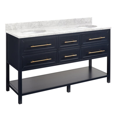 60" Robertson Double Bathroom Vanity Set with Oval Undermount Sinks