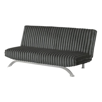 Villy Futon Sofa Bed, Chrome Metal Legs, Channel Tufted Fabric
