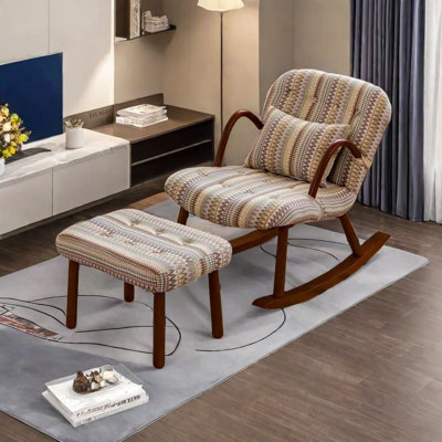 Chaise berçante en bois massif American Retro