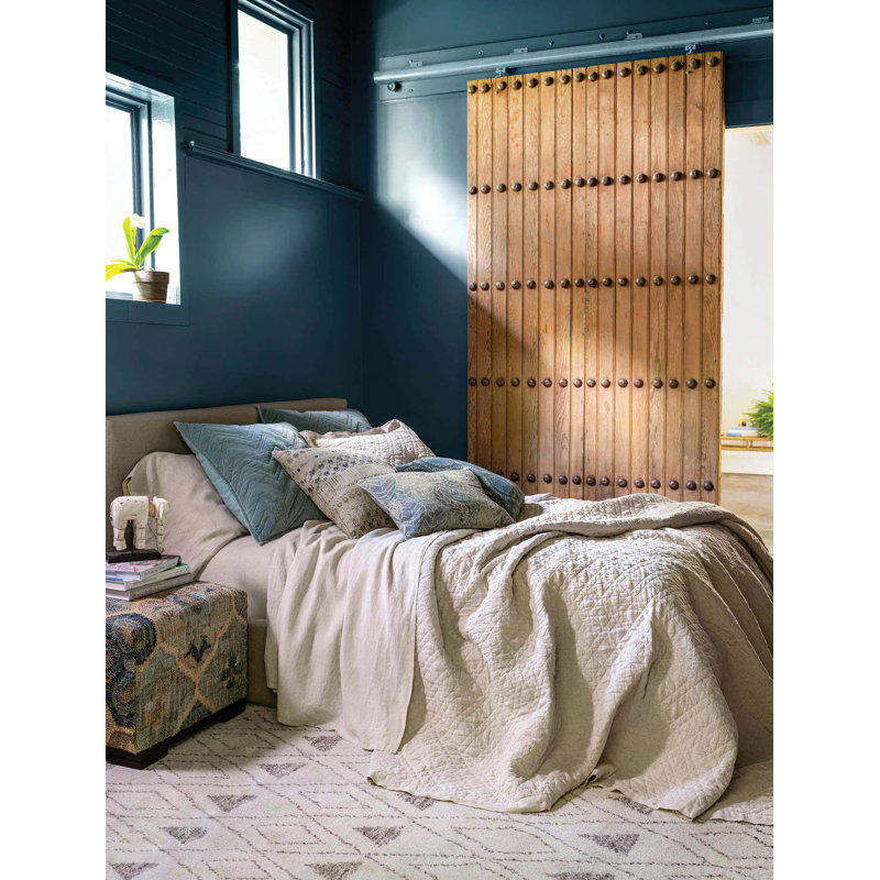 Washed Linen Quilt, King Quilt, Natural