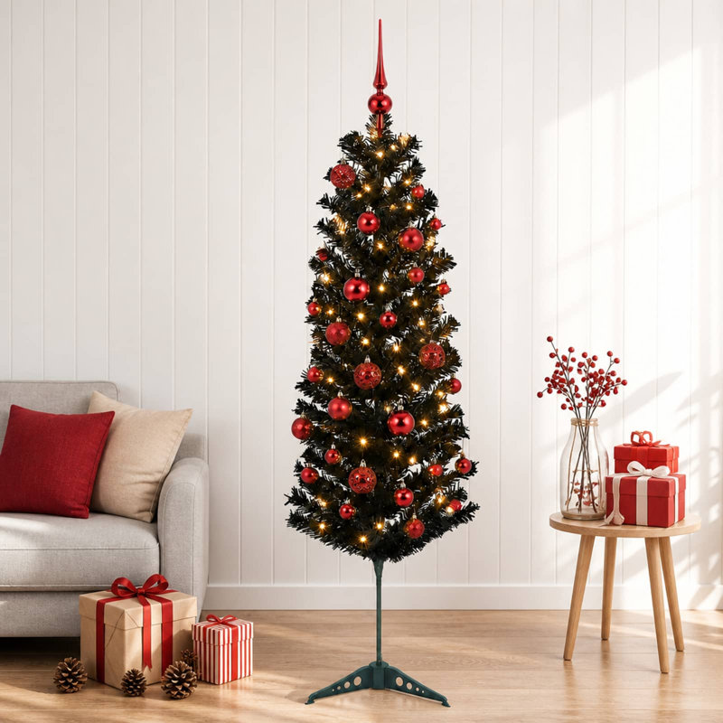 Christmas Tree, 120 cm, with LEDs & red balls