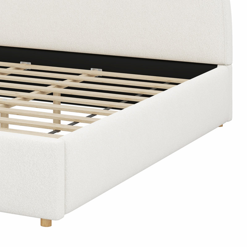 Lit plateforme tapissier Minimalist, White, Très grand lit