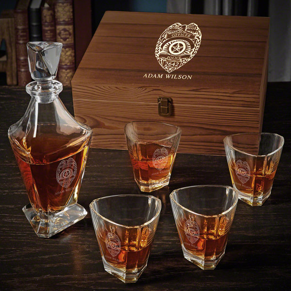 East Urban Home Police Badge Custom 6 Piece Whiskey Decanter Set | Wayfair