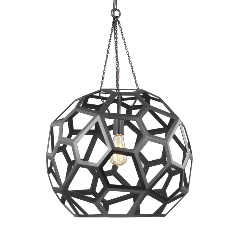 1 - Light Single Pendant, 29.5" H x 20.5" W x 20.5" D, Midnight Black