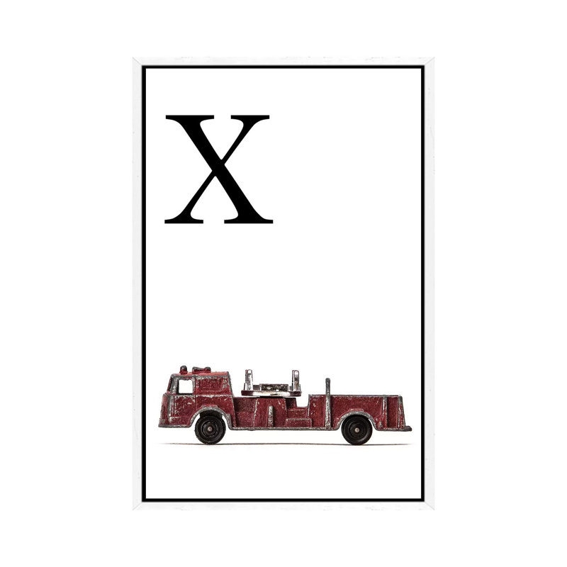 X Fire Engine Letter - Print on Canvas, 66.04 cm H x 45.72 cm W, White Framed