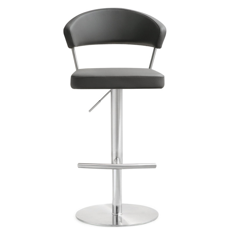 Upholstered Counter Stool with Metal Frame, Grey/Silver