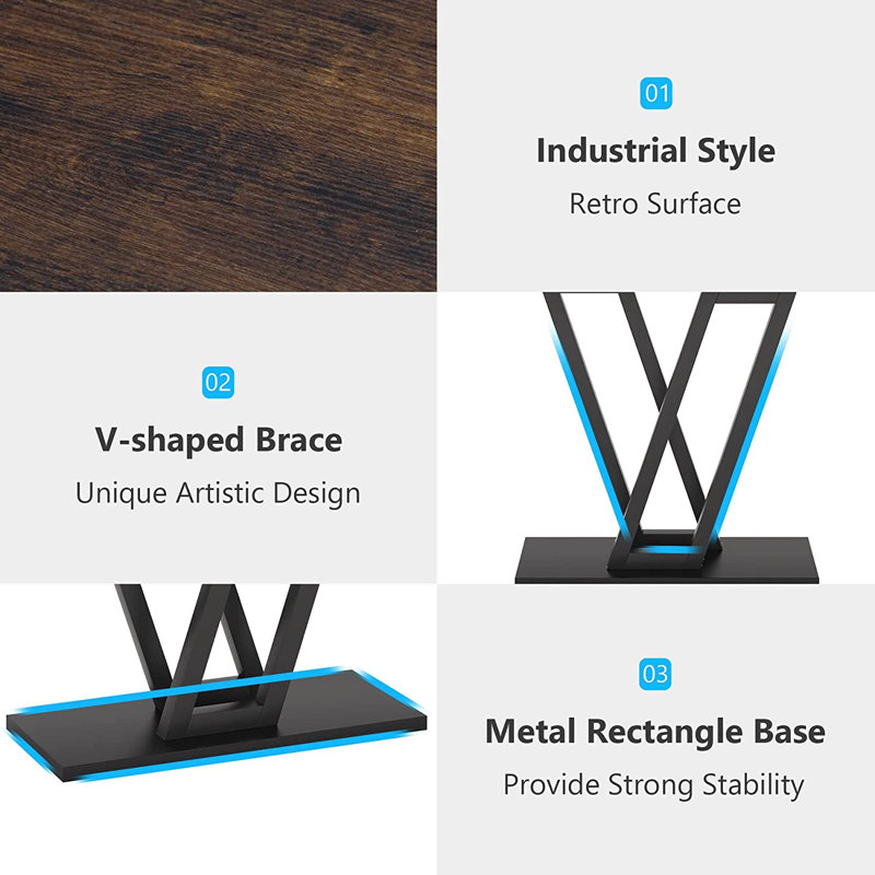 Rustic Brown and Black Metal Console Table with Storage