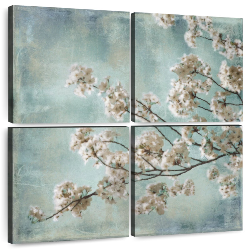 Harnek Aqua Blossoms I, 45" H x 45" W