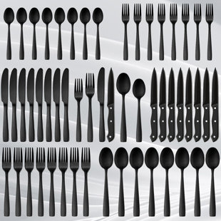 24 Pieces Rainbow Silverware Set with Steak Knives for 4, Stainless Steel Flatware Cutlery Set Orren Ellis