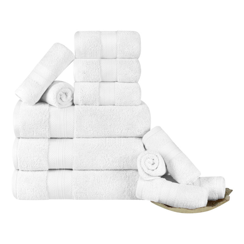Finnian Plush Heavyweight, 100% Turkish Towel Collection, White, 12 Piece Towel Set