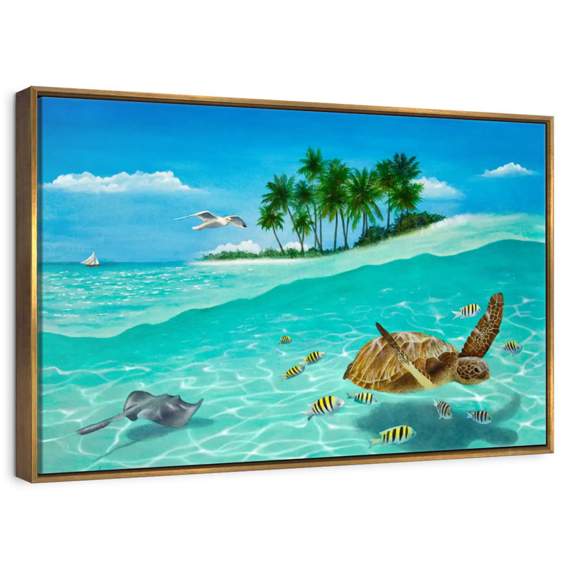 Breezin ', Cadre flottant doré, 37 po x 25 po