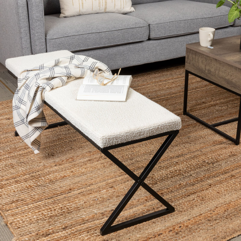 Avae Boucle Upholstered Bench, Cream