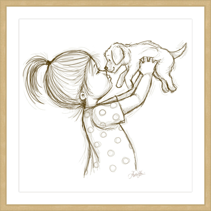 «Girl Loves Puppy», reproduction encadrée, H 32 po x l 32 po x P 1,5 po