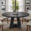 Table de salle à manger ronde de style campagnard pour 4 personnes, table de cuisine en bois noir avec piètement en croix pour salle à manger-1328462574