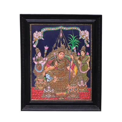 Goddess Rajarajeshwari Tanjore Painting | Traditional Colors With 24K Gold | Teakwood Frame