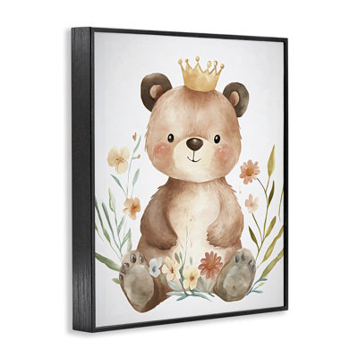 Whimsical Crowned Baby Bear Framed Giclee, design by Ramona Murdock