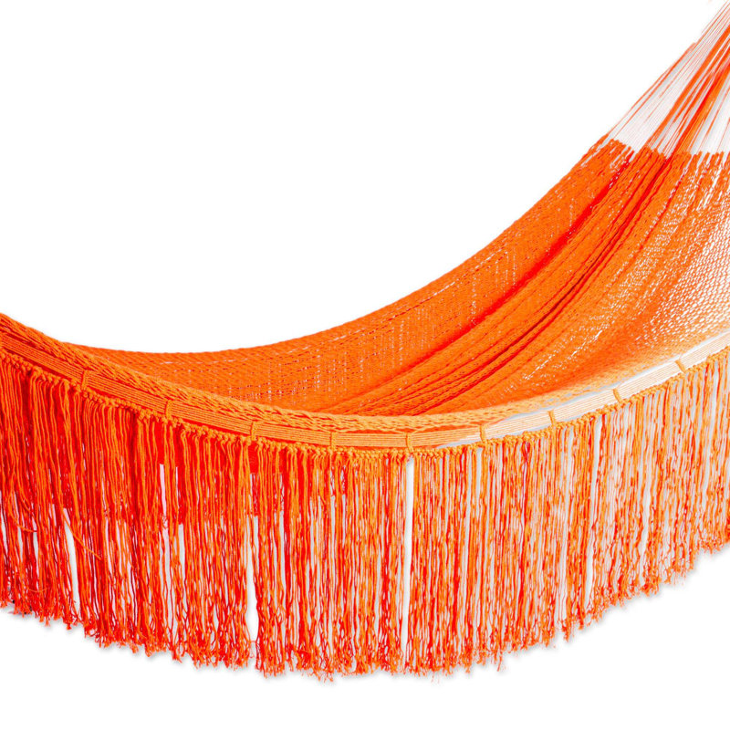 Hamac à barre d'écartement double, l 79 po x L 94 po, Orangé