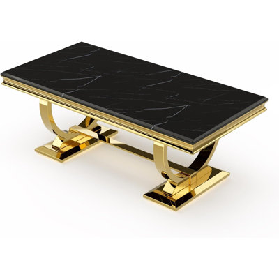 Modern Coffee Table with Mirror U-Shaped Base