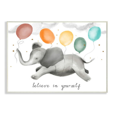 «Believe in Yourself Balloon Elephant Kids Design» par Daphne Polselli, reproduction d'art