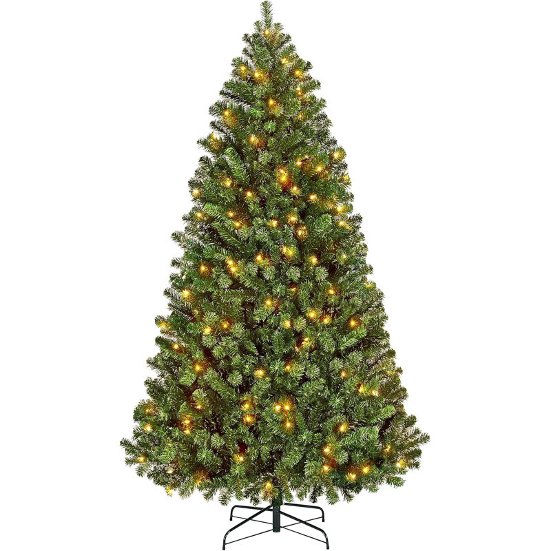 Sapin de Noël artificiel à charnières illuminé 6 pi pré-éclairé pour Noël