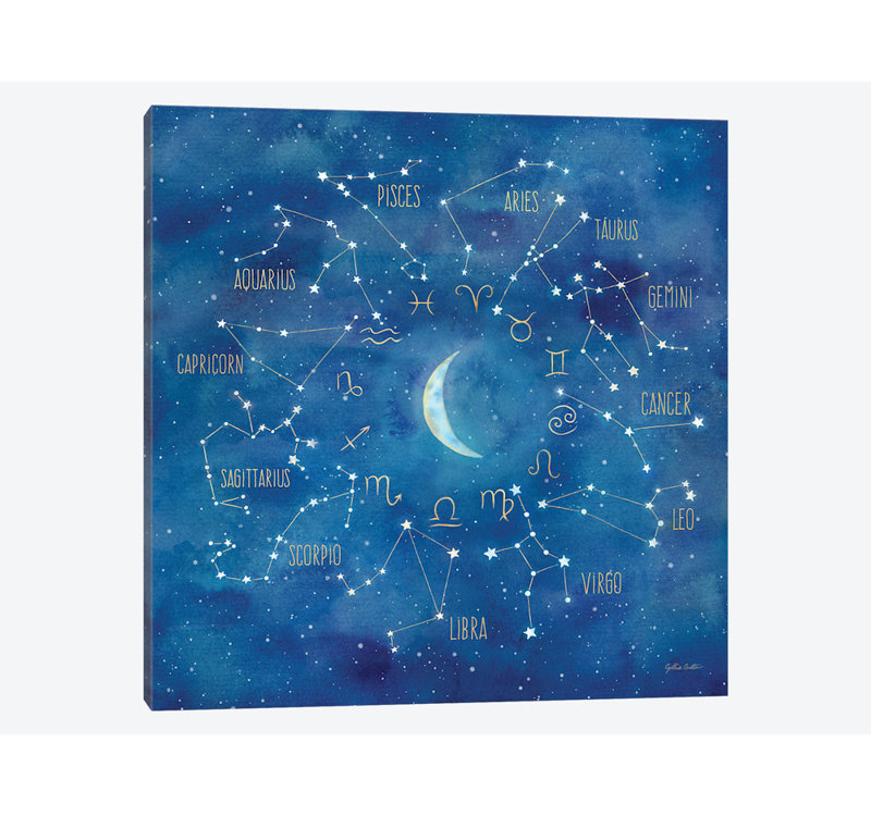 «Star Sign with Moon Square», impression sur toile tendue, H 12 po x l 12 po x P 0,75 po, Toile tendue, Pas de tapis