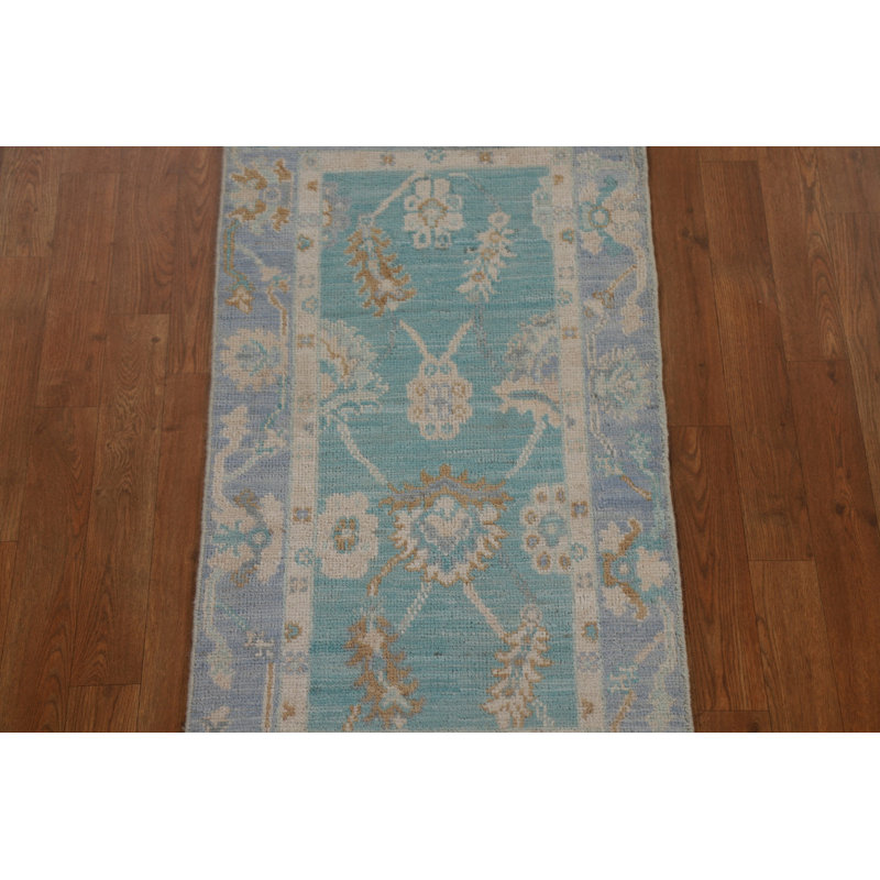 One-of-a-Kind Rectangle 2'0" X 4'0" New Age Wool Area Rug in Blue