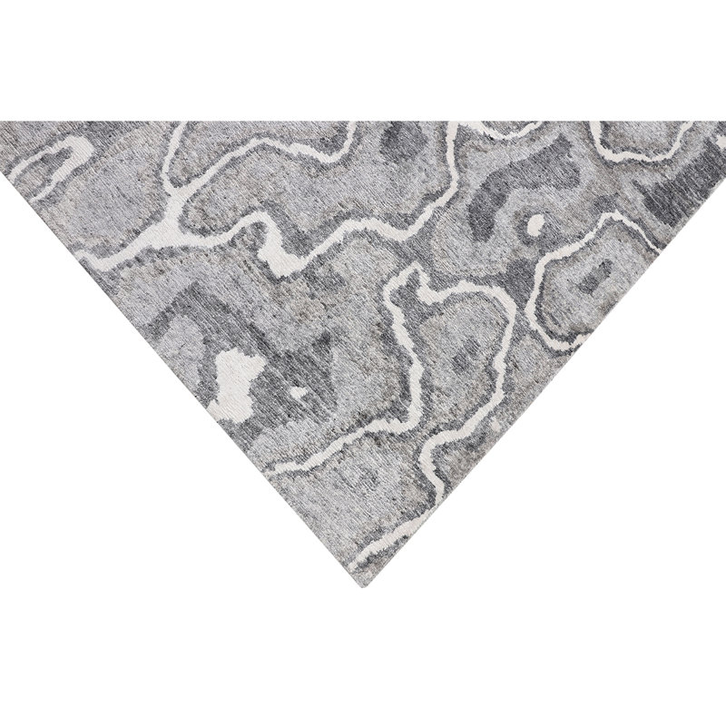 Abstract Area Rug in White, Rectangle 8' x 10'