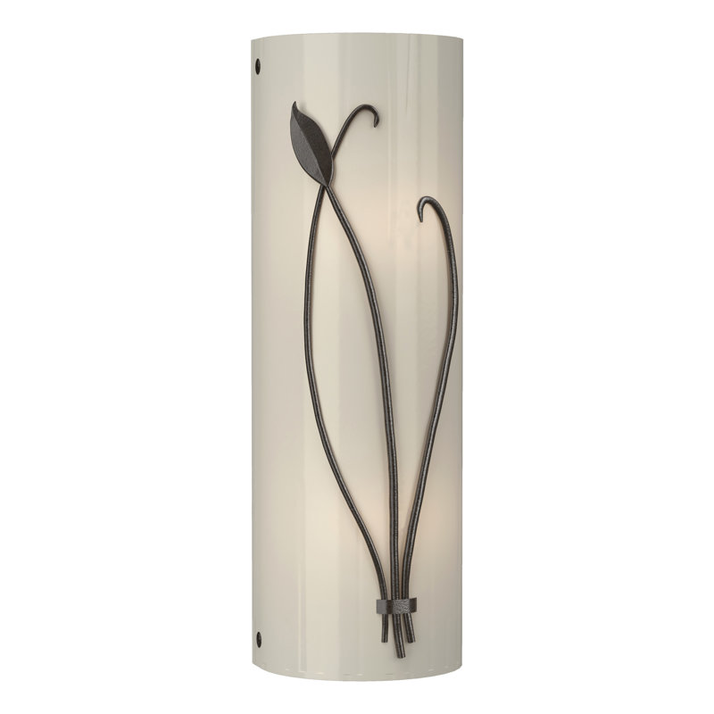 Applique murale encastrée 2 lumières Leaf, Verre ivoire, Bronze huilé, Gauche