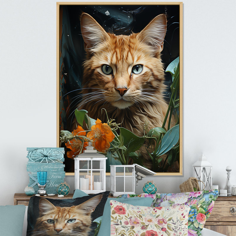 «Havana Brown Mystique Cat», reproduction sur toile, H 44 po x l 34 po, Cadre naturel flottant