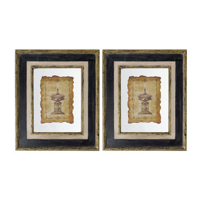 18X22" Lucian Framed Antiqued Sculpture Print,2 Piece