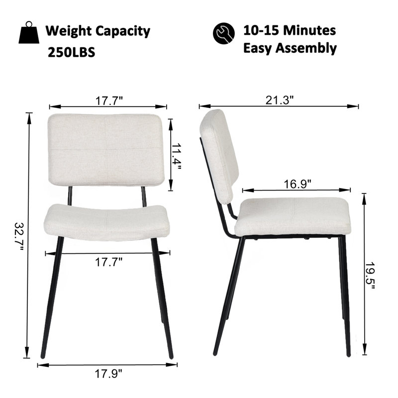 Christiene Upholstered Dining Chairs Kitchen Side Chairs for Dining Room or Restaurant Coffee Shop, 4, Beige Polyester Blend