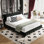 Structure de lit, tête de lit capitonnée avec un coussin extra-large, lit plateforme en chenille avec support double en lattes de métal et de bois, solide et stable, silencieux