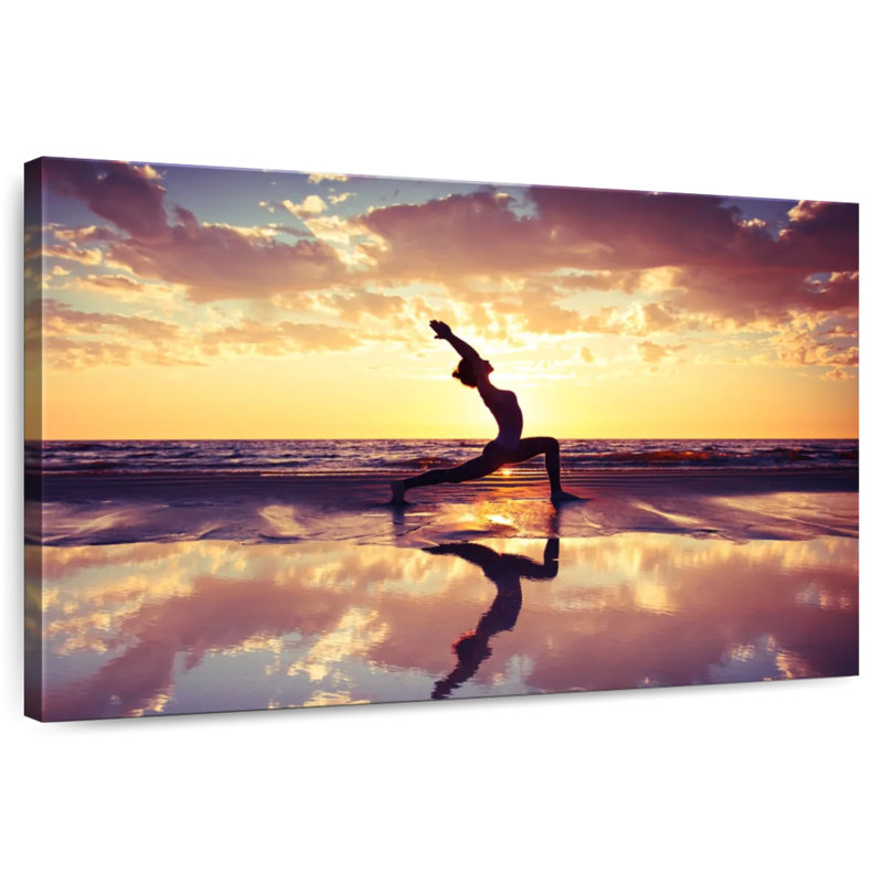 Yoga au coucher du soleil, H 8 po x l 12 po