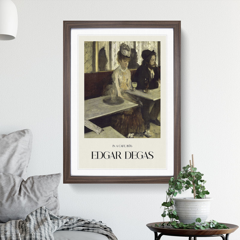 Absinthe Drinkers by Edgar Degas - Picture Frame Painting, 65cm H x 48cm W x 2cm D, Walnut Framed