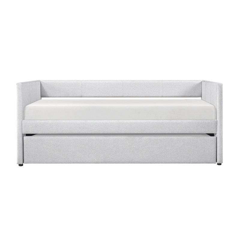 Upholstery Wooden Frame Daybed with Trundle, Gray