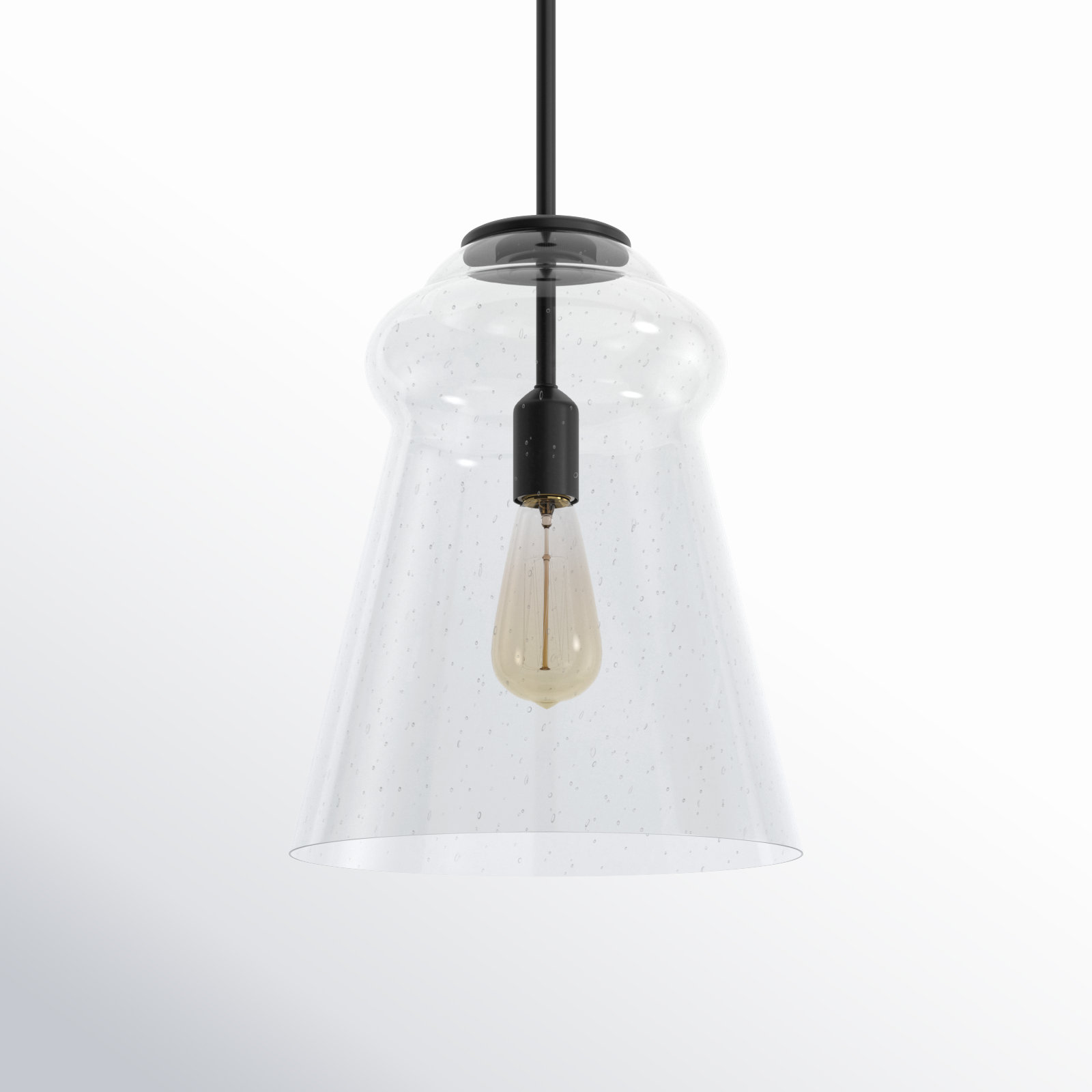 Single Light Glass Steel Dimmable Pendant, Midnight Black