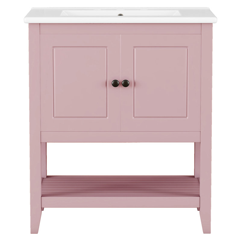 30'' Single Bathroom Vanity With Ceramic Top, Pink