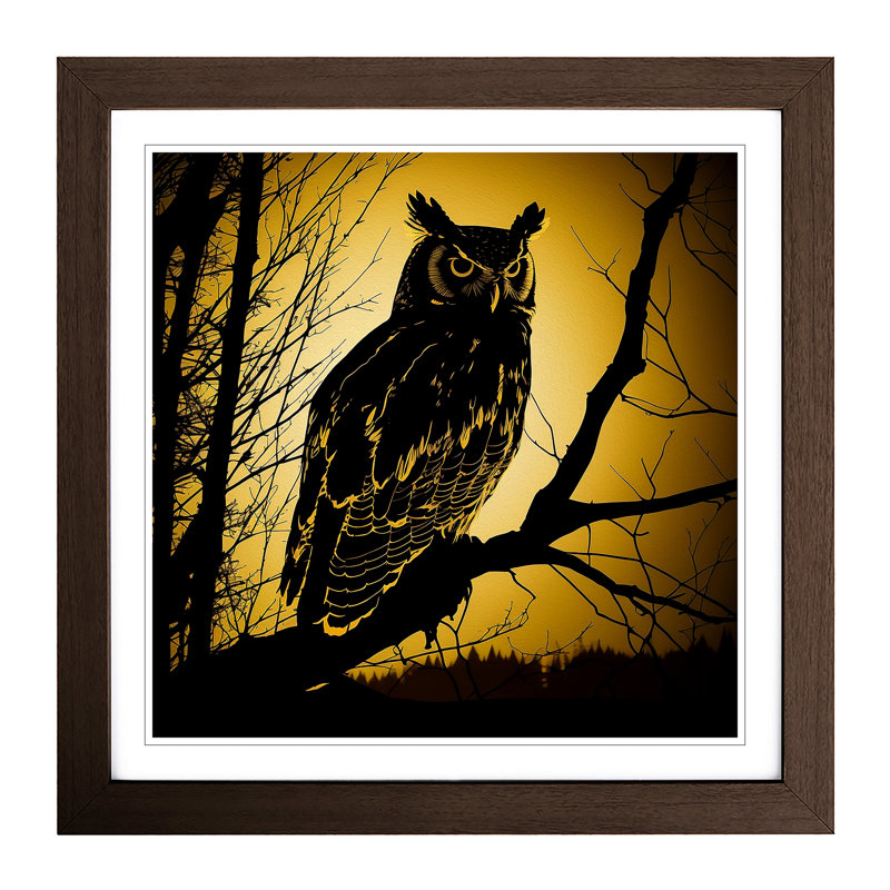 Owl Silhouette - Framed Print, Walnut