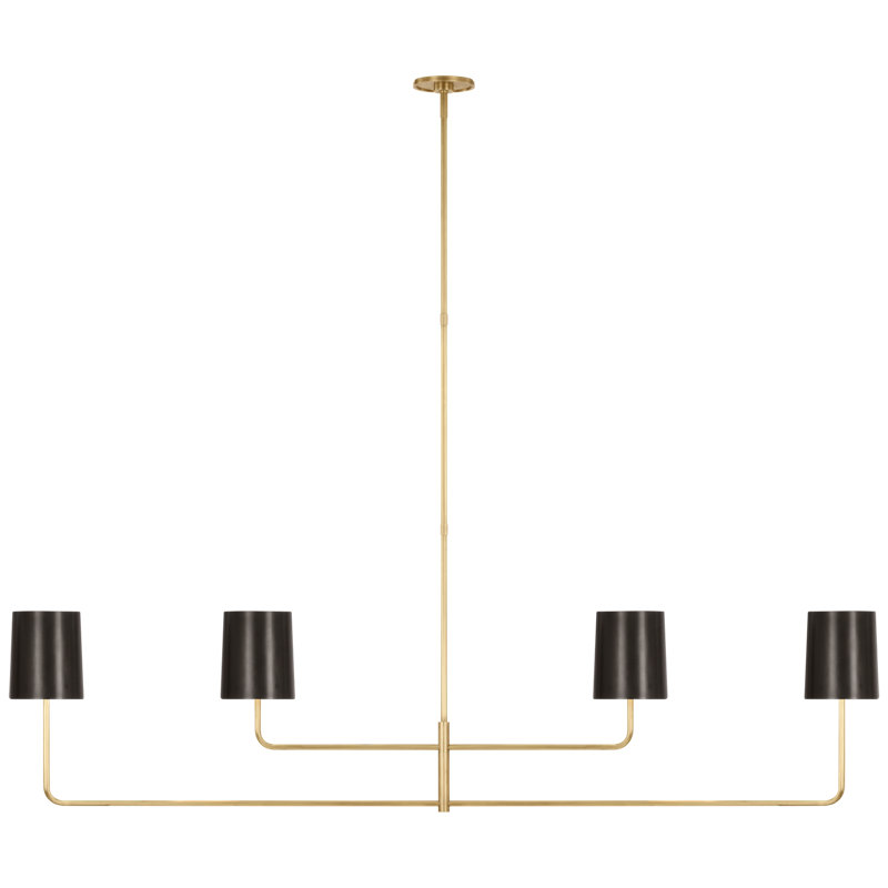 Go Lightly 4 - Light Chandelier, Black, Soft Brass