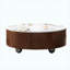 Table basse rustique ronde avec 2 tiroirs et plateau en pierre frittée-133710804-133710802