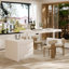 Grande table de bar / salle à manger de 110 po de large avec armoire de rangement, blanc