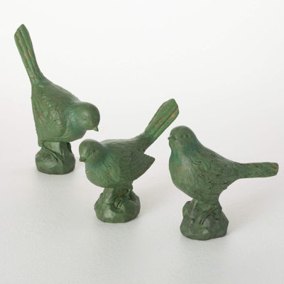 Ensemble de 3 figurines 6 ", 5,5" et 8,25 "oiseaux verts