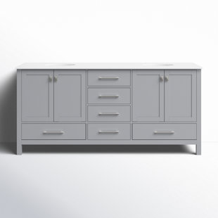 Lamborn 72'' Double Bathroom Vanity with Engineered Marble Top